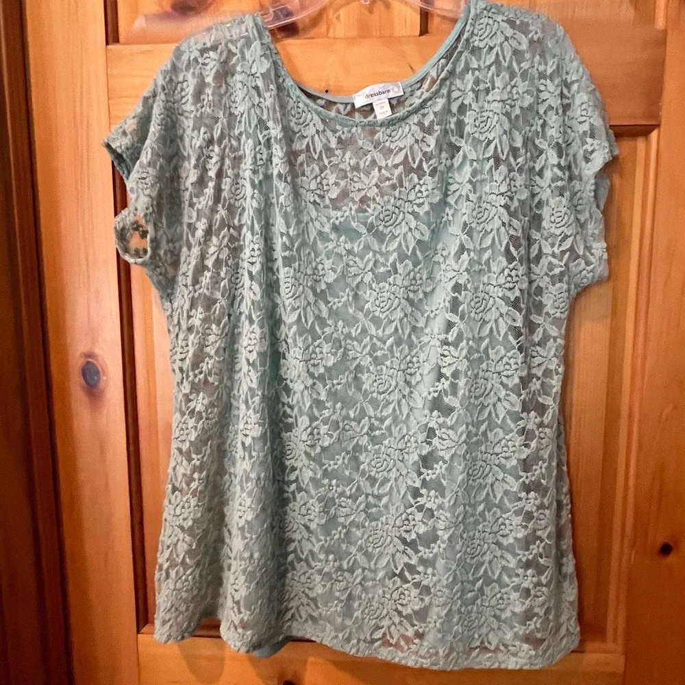 Dressbarn plus sz mint green lace overlay top